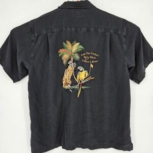 Luau Shirt Mens Largest‎ Finest Silk Golf Black Lose The Cracker Embroidered